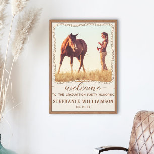 Rustic Western Rope Photo Frame Party Welcome Poster