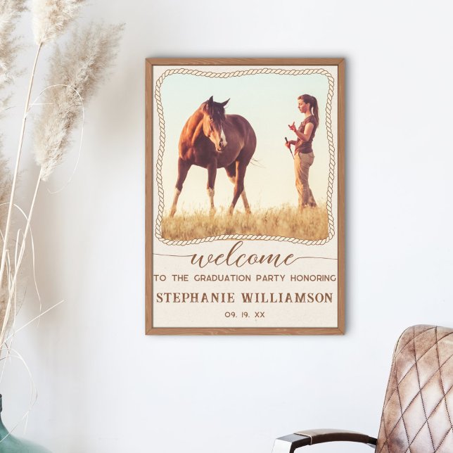 Rustic Western Rope Photo Frame Party Welcome Poster (Creator Uploaded)