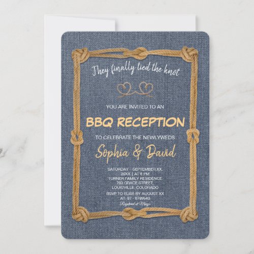 Rustic Western Rope We Tied The Knot BBQ Reception Invitation