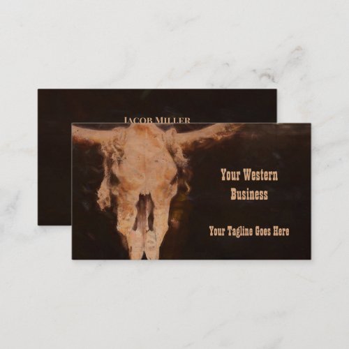 Rustic Western Rustic Brown Vintage Art Bull Skull Business Card