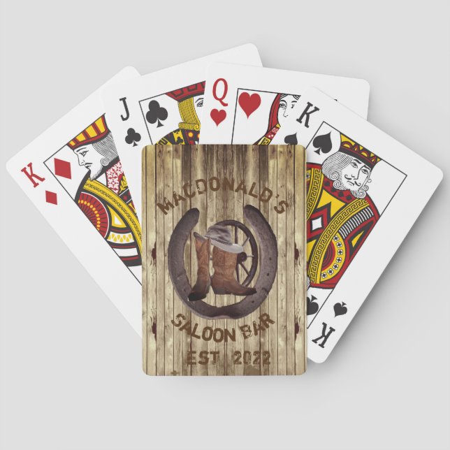 Rustic western saloon bar  poker cards (Back)