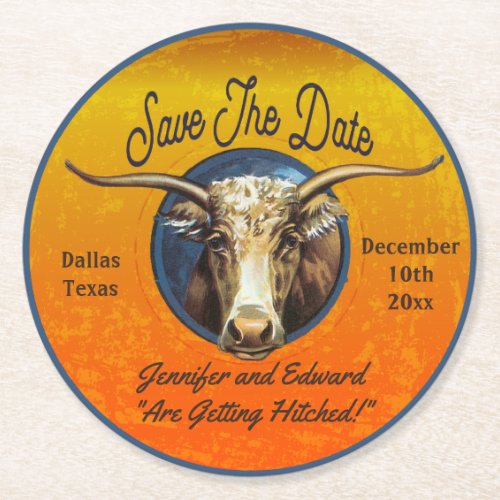 Rustic Western Save The Date Coaster