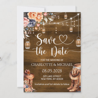 Rustic Western Save the Date Wedding Invitation