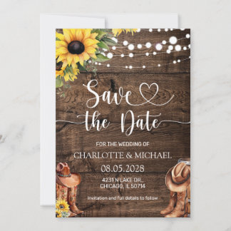Rustic Western Save the Date Wedding Invitation