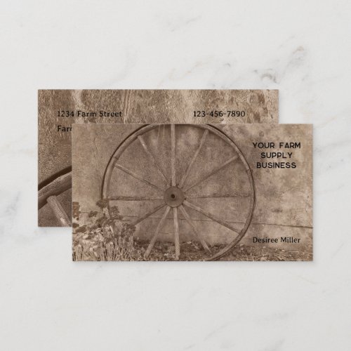 Rustic Western Sepia Tone Country Wagon Wheel Business Card