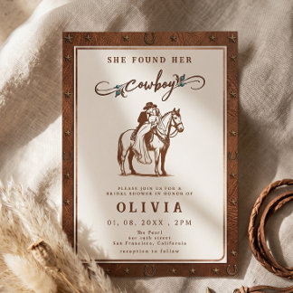 Rustic Western She Found Her Cowboy Bridal shower Invitation