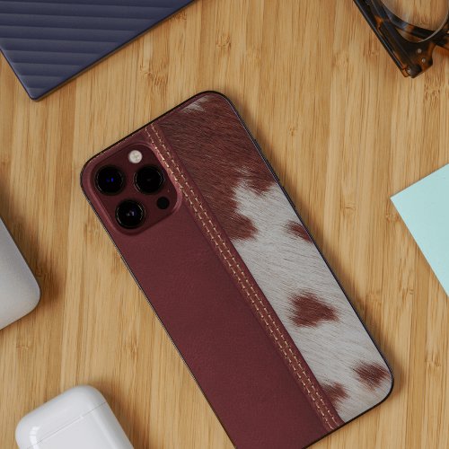 Rustic Western Simulated Leather  Cowhide iPhone 15 Pro Max Case
