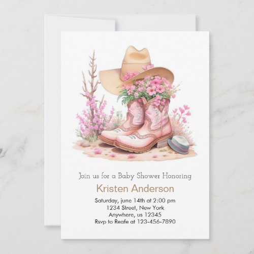 Rustic Western Style Cowgirl Baby Shower Invitation