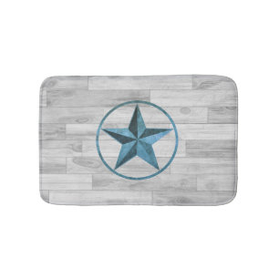 Rustic Western Style Star (Blue) Bath Mat