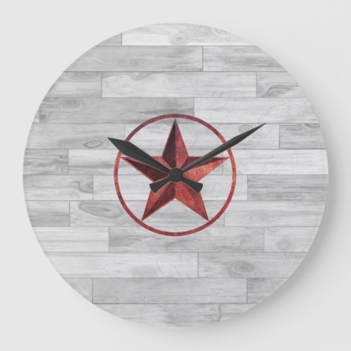 Rustic Western Style Star Red Large Clock