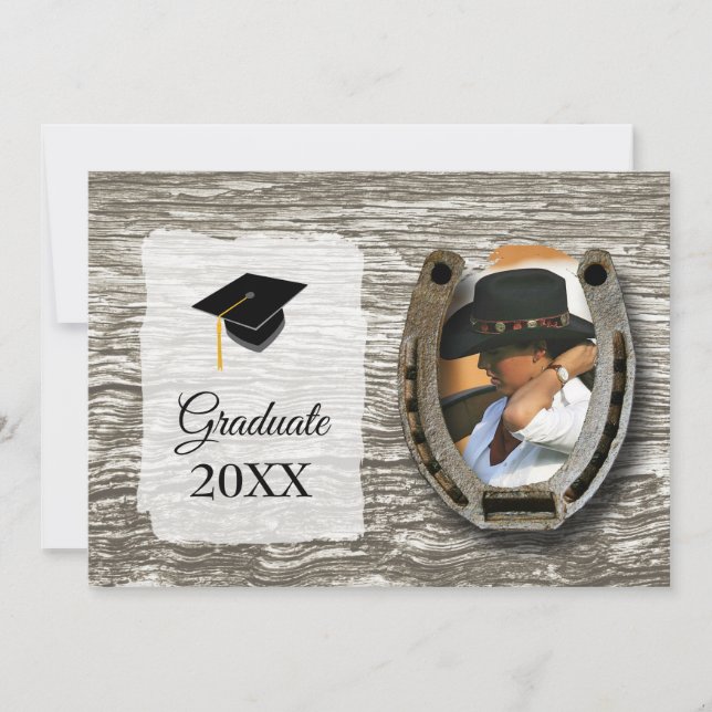 Rustic Western-style with Photo Graduation Invitation (Front)
