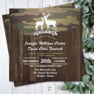 Rustic Western The Hunt Is Over Camouflage Wedding Invitation