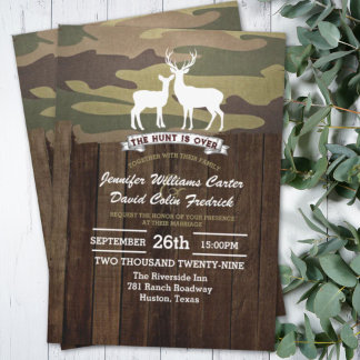 Rustic Western The Hunt Is Over Camouflage Wedding Invitation