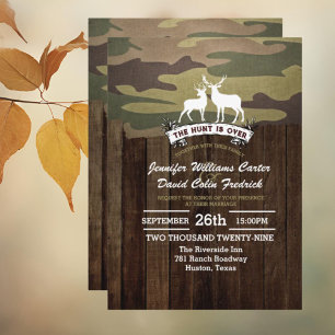 Rustic Western The Hunt Is Over Camouflage Wedding Invitation