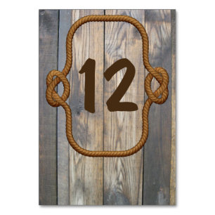 Rustic Western Theme Wedding Table Number