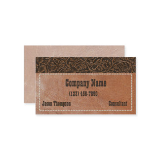 Rustic Western Tooled Leather Business Card