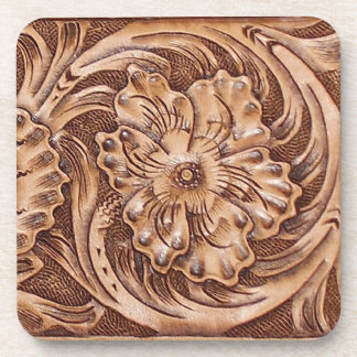 Tooled Leather Drink & Beverage Coasters | Zazzle