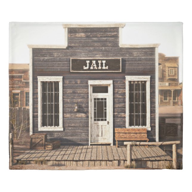 Rustic western town jail. 3d ing. Part of a wester Duvet Cover (Front)