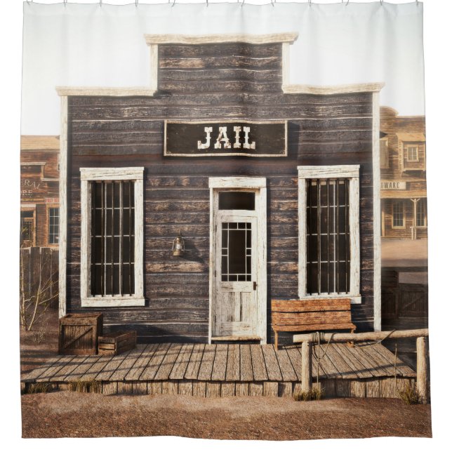 Rustic western town jail. 3d ing. Part of a wester Shower Curtain (Front)