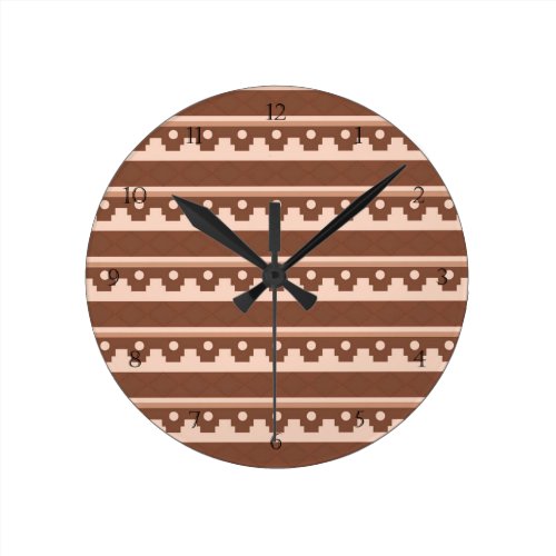 Rustic Western Tribal Pattern Round Clocks