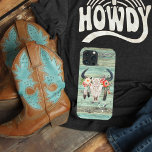 Rustic Western Turquoise Wood Cow Skull Monogram  iPhone 13 Pro Max Case<br><div class="desc">Boho Chic Cow Skull Flowers on Wood Design and your monogram. The perfect rustic phone case. Add your custom wording to this design by using the "Edit this design template" boxes on the right hand side of the item, or click the blue "Customize it" button to arrange the text, change...</div>