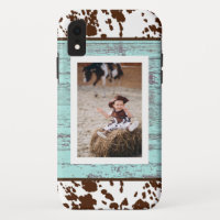 Rustic Western Turquoise Wood Cowhide Photo