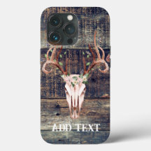 Rustic Western Turquoise Wood Deer Skull