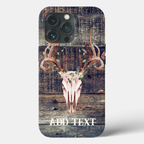 Rustic Western Turquoise Wood Deer Skull  iPhone 13 Pro Case