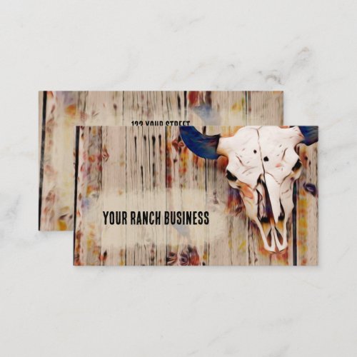 Rustic Western Vintage Brown Bull Skull Art Business Card