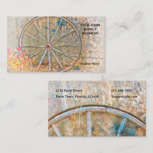  Rustic Western Vintage Wagon Wheel Business Card (Front/Back)