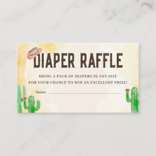 Rustic Western Watercolor Cowboy Diaper Raffle Enclosure Card