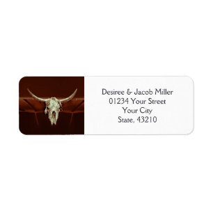 Rustic Western Wedding Bull Skull Save The Date Label
