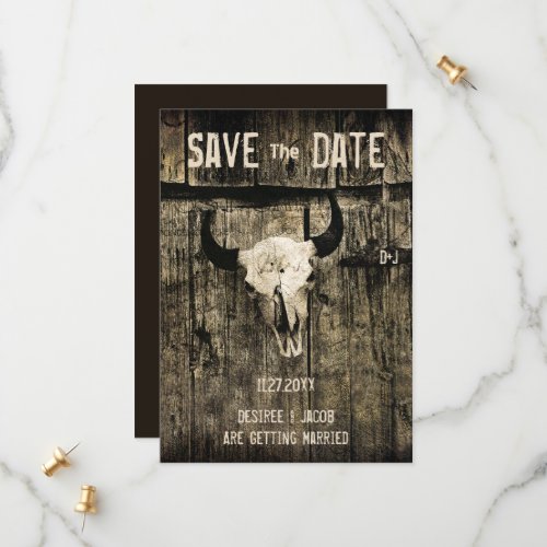 Rustic Western Wedding Cow Skull Save The Date