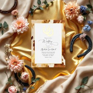 Rustic Western Wedding Cowhide Foil Invitation