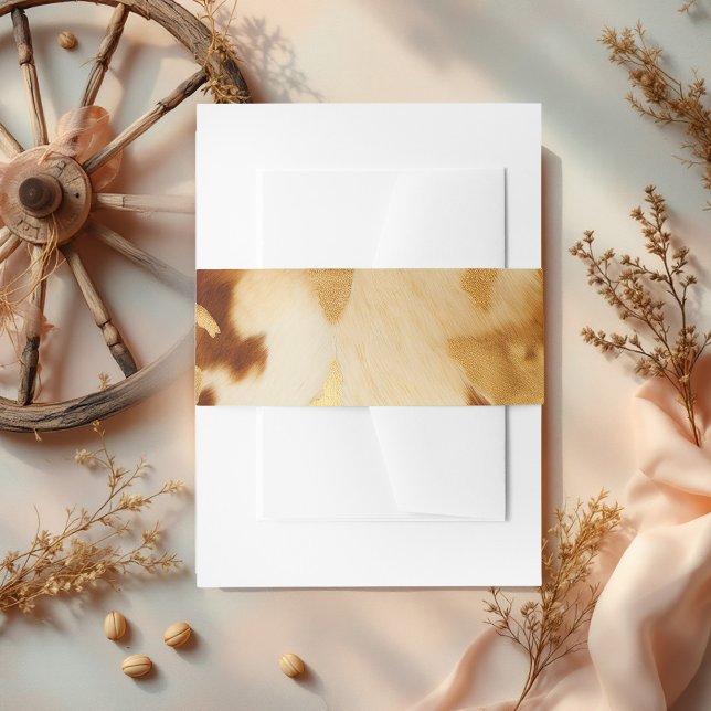 Rustic Western Wedding Cowhide Invitation Belly Band (Rustic Western Wedding Cowhide Invitation Belly Band)