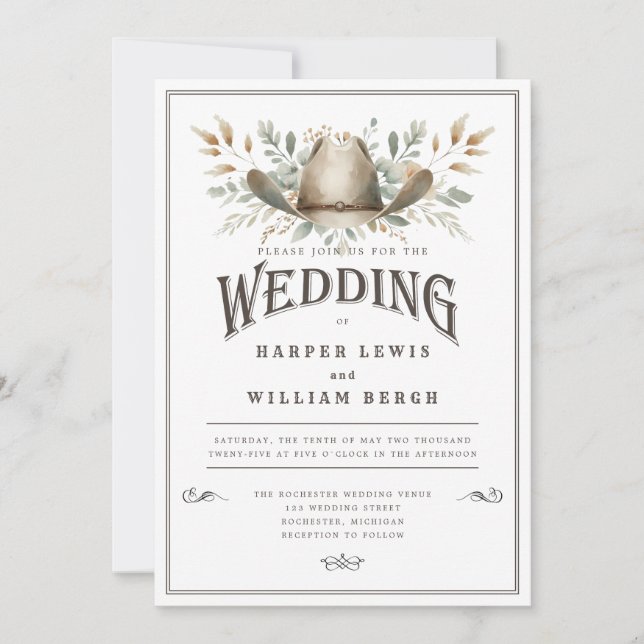 Rustic Western wedding Invitation (Front)