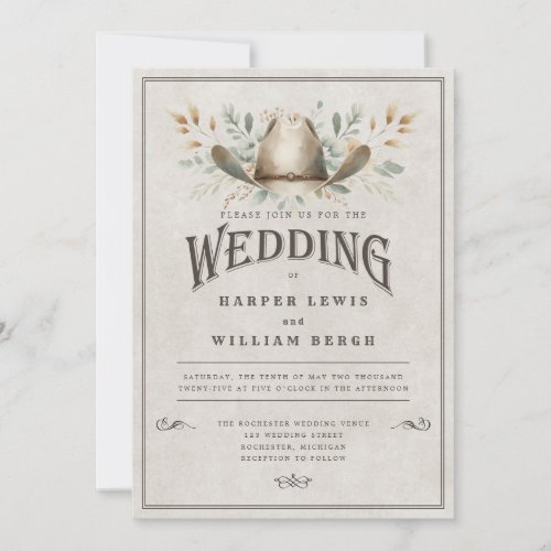 Rustic Western wedding Invitation