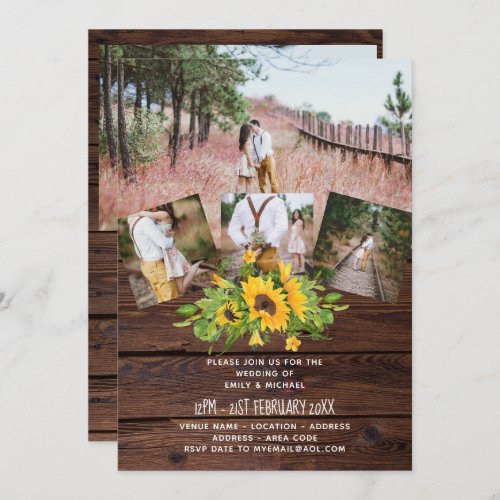 Rustic Western Wedding Sunflowers PHOTO Collage Card