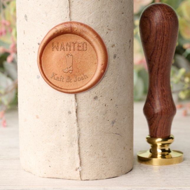 Rustic Western Wedding 🤠 WANTED Wax Seal Stamp (Insitu (Parchment))