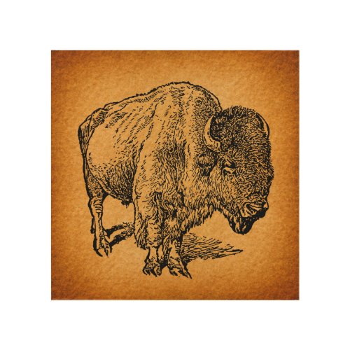 Rustic Western Wild Buffalo Bison Antique Art