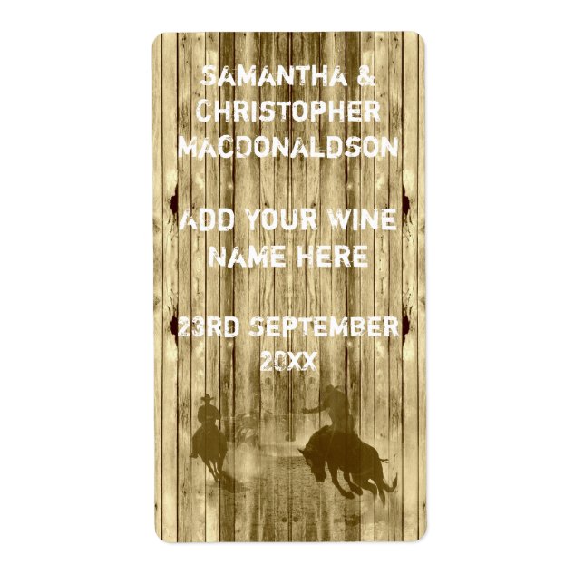 Rustic western wild west cowboy  wine label (Front)