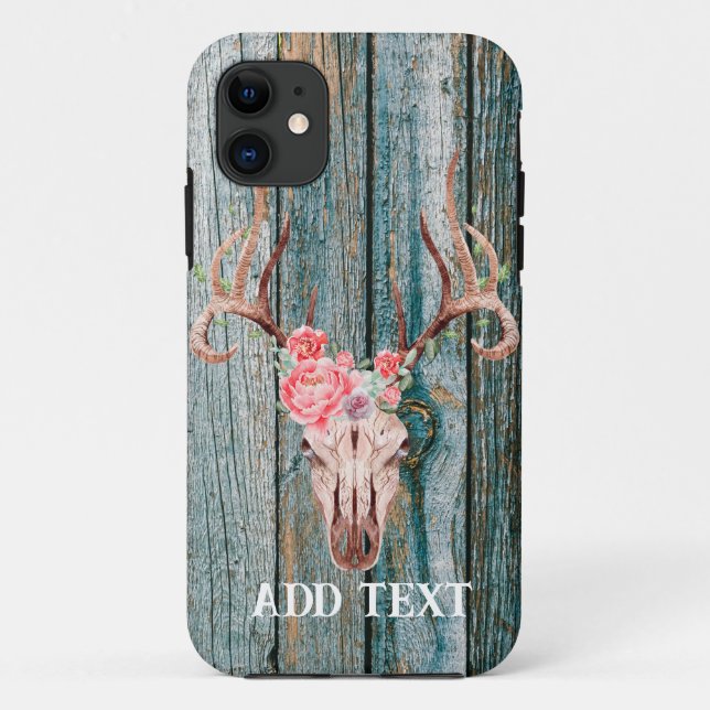 Rustic Western Wood Deer Skull  Case-Mate iPhone Case (Back)