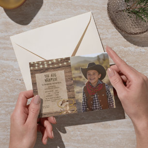 Rustic western you are wanted photo birthday invitation