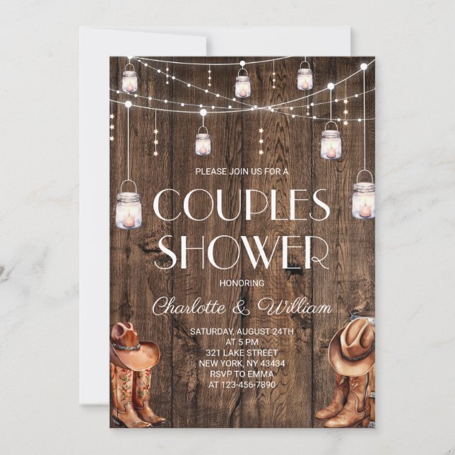 Rustic WesternCouples Shower Invitation (Front)