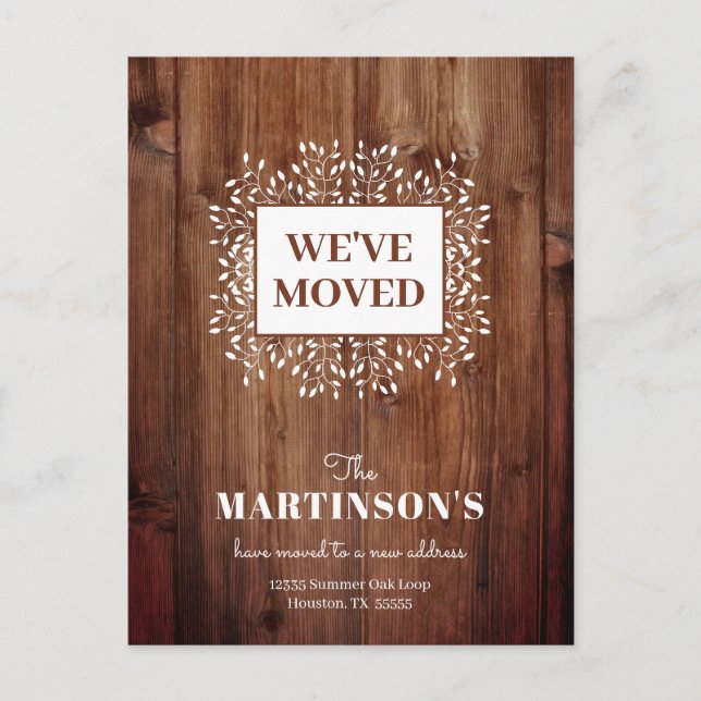 Rustic We've Moved Address Change Postcard (Front)