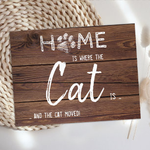 Rustic We've Moved New Home Cat Pet Moving Announcement Postcard