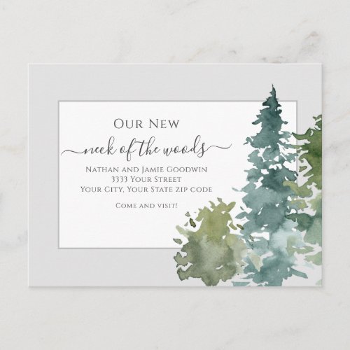 Rustic Weve Moved New Home Pine Tree Announcement Postcard