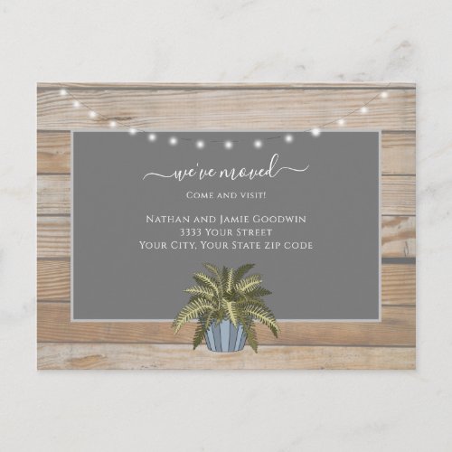 Rustic Weve Moved New Home Script Announcement Postcard