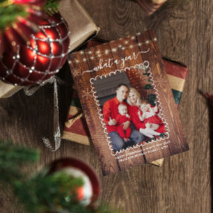 Rustic What a Year Photo Collage Christmas  Card