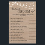 Rustic what did groom say bridal shower game flyer<br><div class="desc">Enjoy your bridal shower with these simple and cute games. Check out our collection for more bridal shower games in the same style. Please note that these games are not editable.</div>